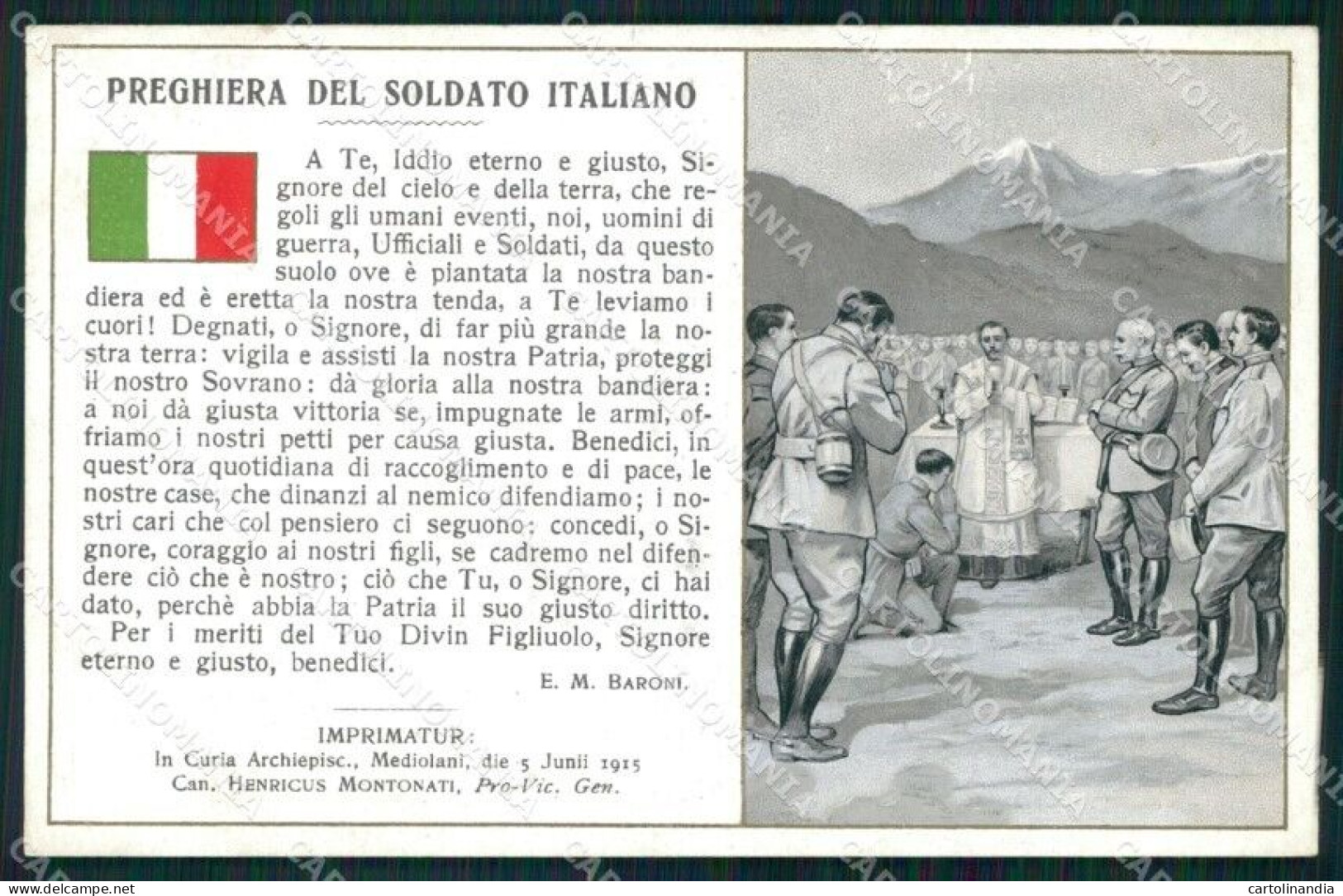 Militari WW1 Preghiera Del Soldato Italiano Cartolina XF8418 - Autres & Non Classés