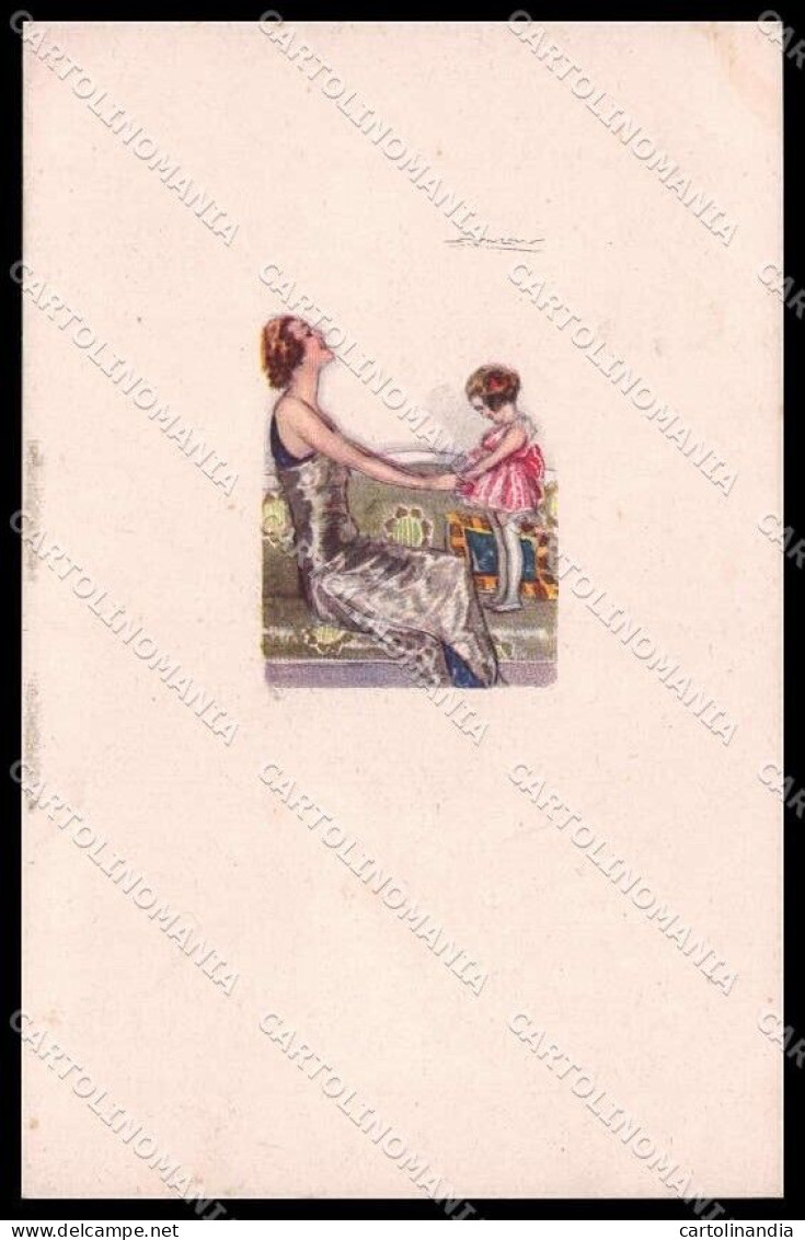 Illustratori Artist Signed Mauzan Glamour Lady Child Serie 418M-3 Pc ZG6022 - Andere & Zonder Classificatie