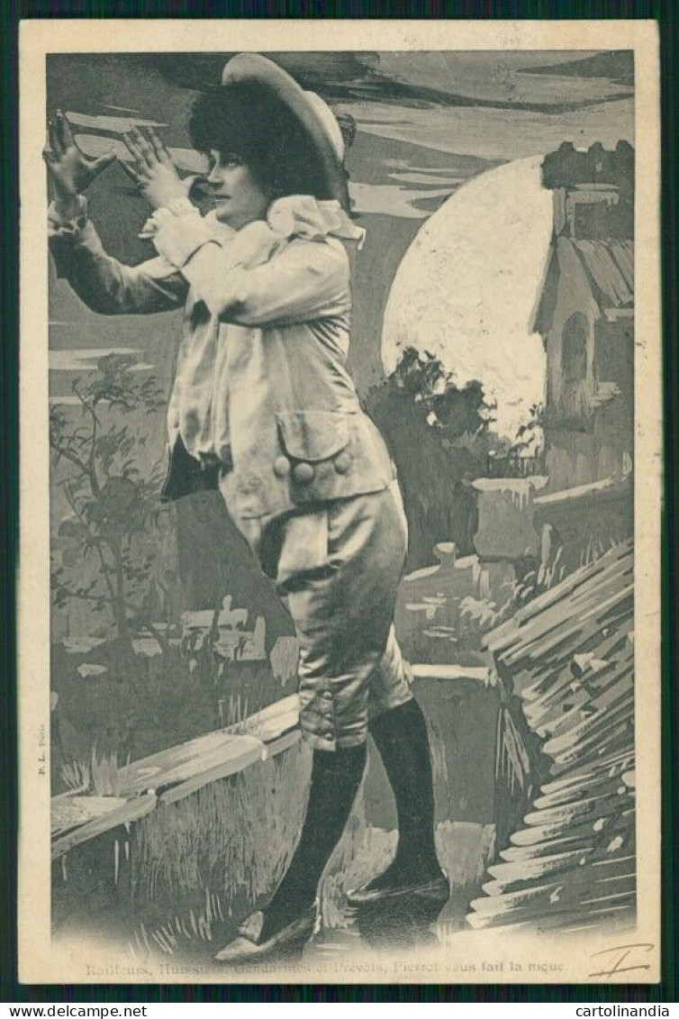Paper Moon Lady Pierrot Postcard TC3715 - Andere & Zonder Classificatie