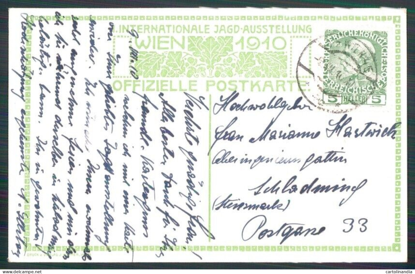 Artist Signed H. Kalmsteiner Jagd Caccia Ausstellung Wien 1910 Postcard TC3227 - Andere & Zonder Classificatie