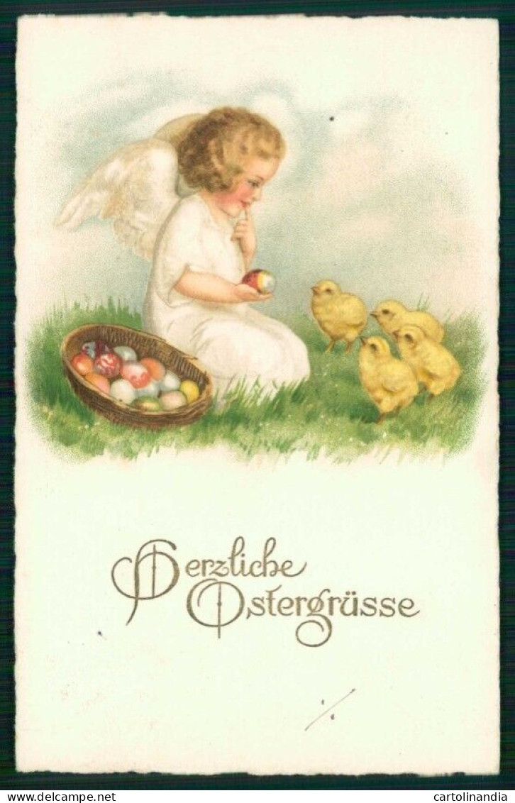 Artist Signed Easter Angel Chick Buona Pasqua Cartolina TC6626 - Andere & Zonder Classificatie