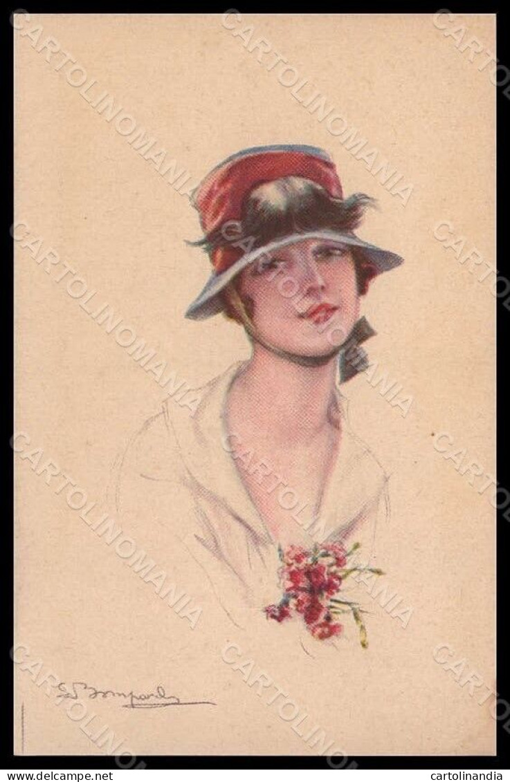 Artist Signed Bompard Fashion Lady Art Deco Serie 987-2 Pc VK7513 - Andere & Zonder Classificatie