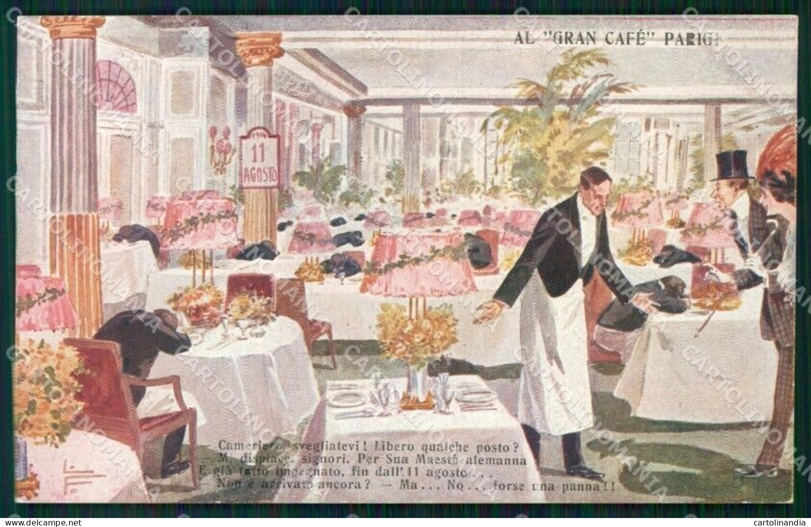 WW1 WWI Propaganda Gran Caffè Parigi Cartolina Postcard XF8010 - Autres & Non Classés