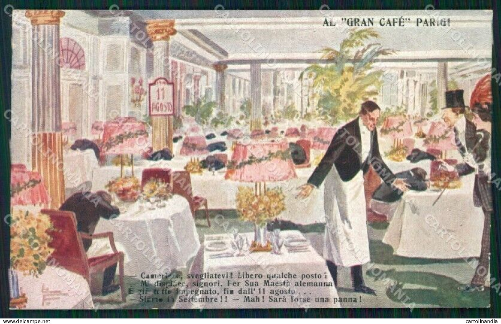 WW1 WWI Propaganda Gran Caffè Parigi Cartolina Postcard XF8018 - Autres & Non Classés