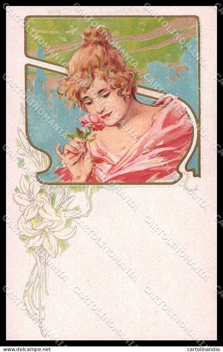 Artist Signed Muttich Lady Rose Art Nouveau Serie 1004-6 Pc ZG4050 - Andere & Zonder Classificatie