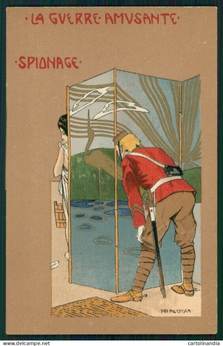 Artist Signed Art Nouveau Raphael Kirchner La Guerre Amusante Postcard TC2628 - Andere & Zonder Classificatie