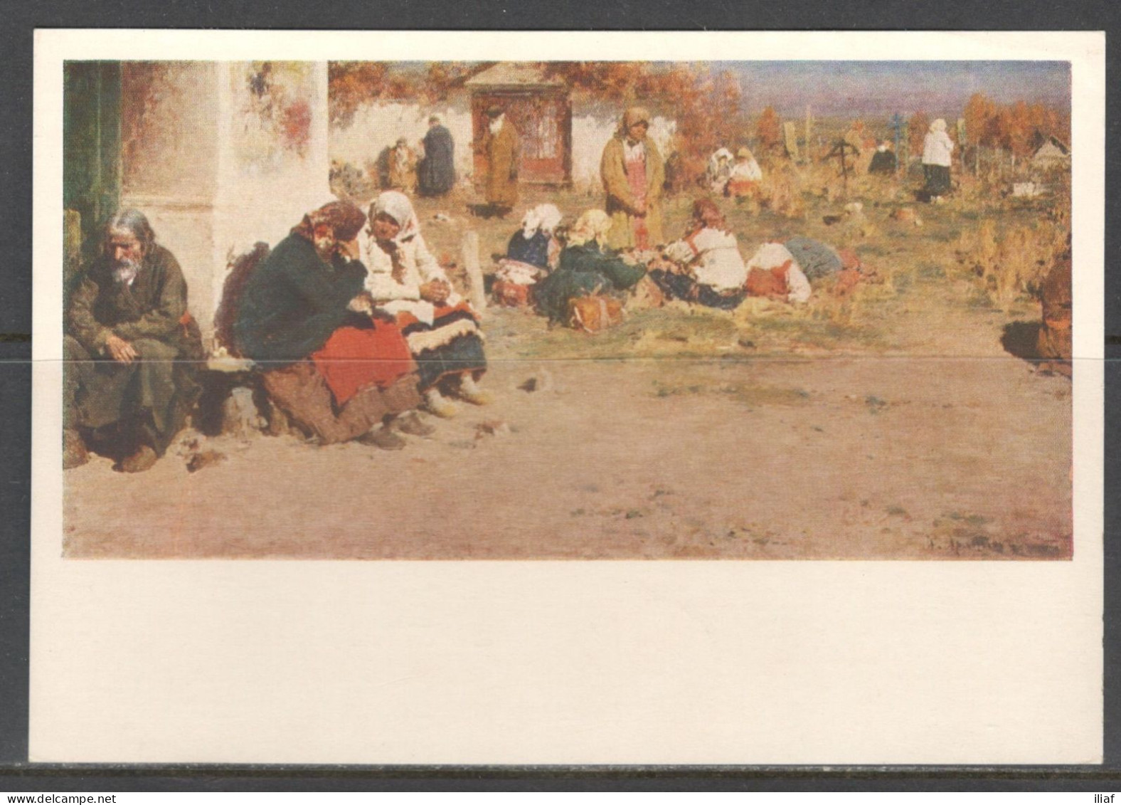 Russia. Abram Arkhipov - Russian Painter.   Radonitsa (Before The Mass). Vintage Art Postcard - Paintings