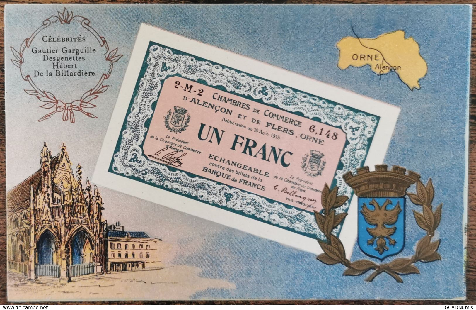 CARTE POSTALE Billet 1 Franc Chambre De Commerce De ALENCON Et FLERS - ORNE - Alencon