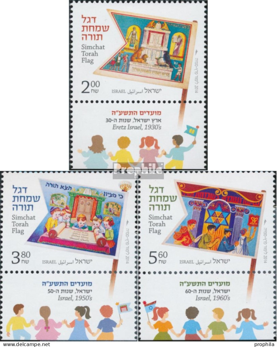 Israel 2428-2430 Mit Tab (kompl.Ausg.) Postfrisch 2014 Simchat Tora Fahnen - Nuevos (con Tab)