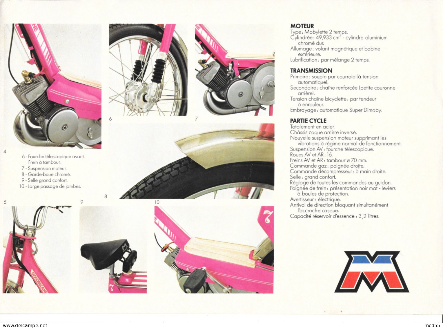 MOTOBECANE-MOBYLETTE - MOTOCONFORT - NOUVELLE GAMME Des 7  " Etablissement THENET - 93 Montreuil " - Verkehr & Transport