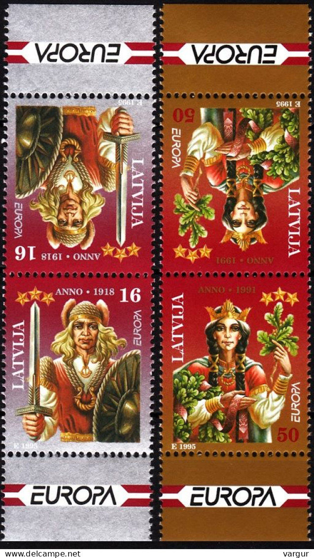 LATVIA 1995 EUROPA: Peace And Freedom. History. Tete-Beche Pairs, MNH - 1995