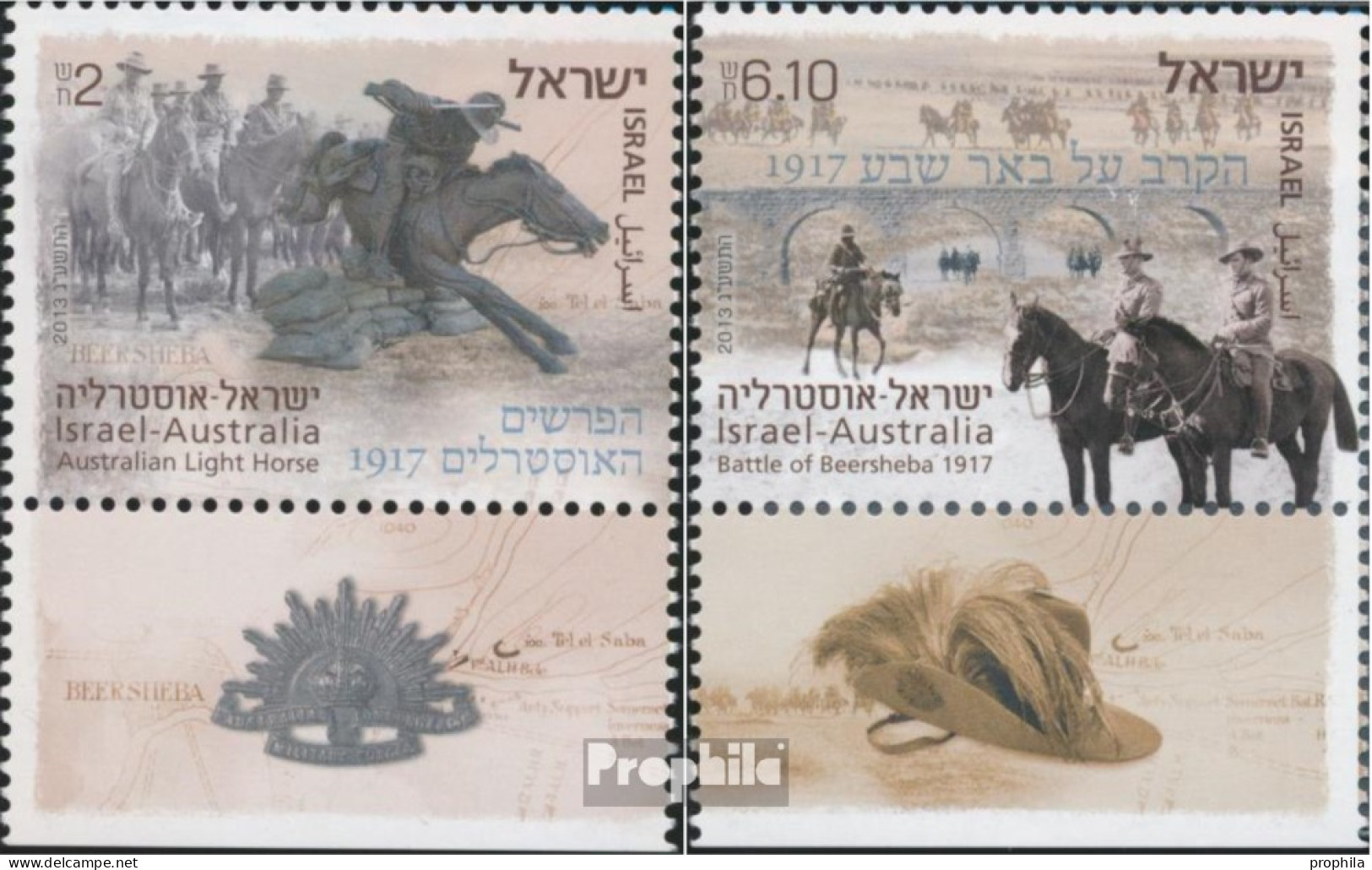 Israel 2342-2343 Mit Tab (kompl.Ausg.) Postfrisch 2013 Eroberung Von Beersheba - Nuevos (con Tab)