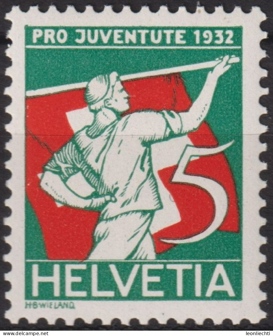 1932 Schweiz / Pro Juventute ** Zum:CH J61, Mi:CH 262, Yt:CH 263, Fahnenschwinger - Unused Stamps