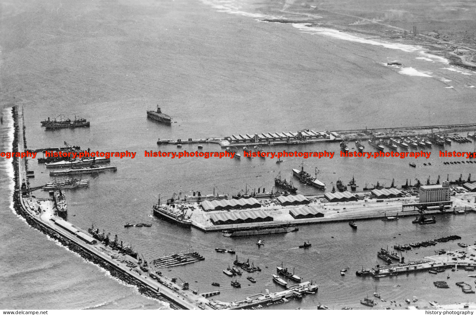 F006232 Morocco. Casablanca. Le Port Vu En Avion. 1940 - REPRODUCTION - Other & Unclassified