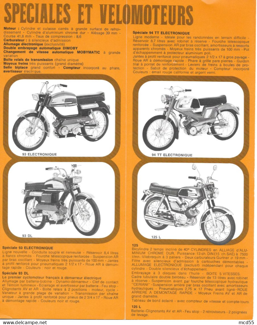 MOTOBECANE - MOTOCONFORT - NOUVELLE GAMME MOBYLETTE  40 / 50 / 85 / 88 / 92" Etablissement THENET - 93 Montreuil " - Verkehr & Transport