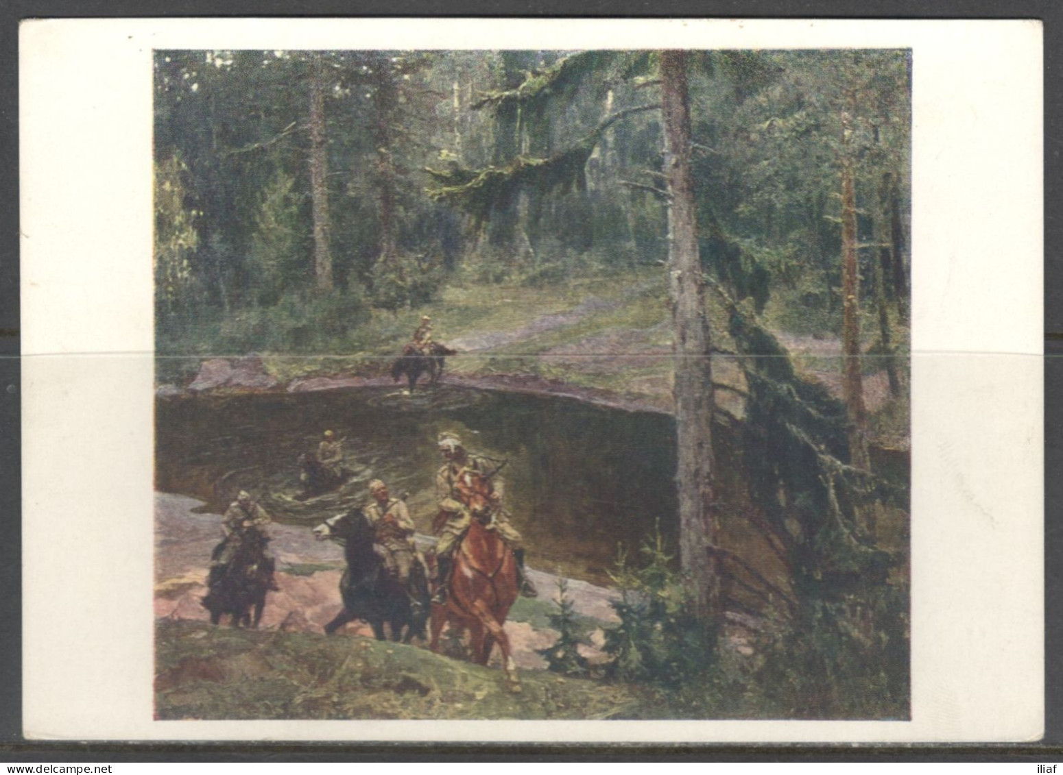 Russia. Mikhail Avilov - Russian Painter.   Scouts In The Karelian Forests, 1951. Vintage Art Postcard - Pintura & Cuadros