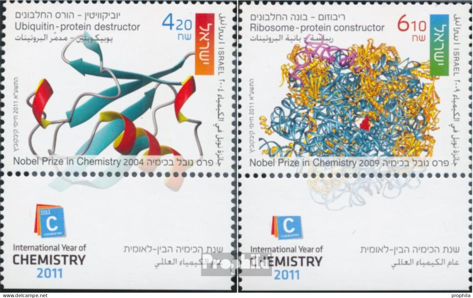 Israel 2182A-2183A Mit Tab (kompl.Ausg.) Postfrisch 2011 Jahr Der Chemie - Nuevos (con Tab)