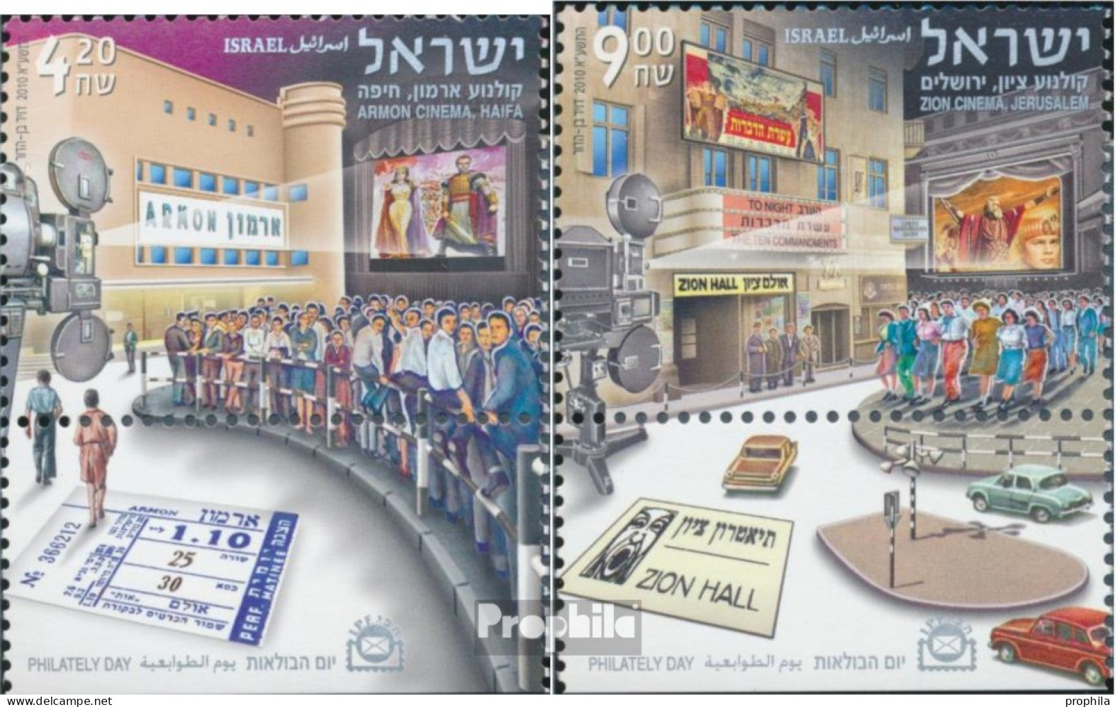 Israel 2176-2177 Mit Tab (kompl.Ausg.) Postfrisch 2010 Historische Lichtspielhäuser - Nuevos (con Tab)