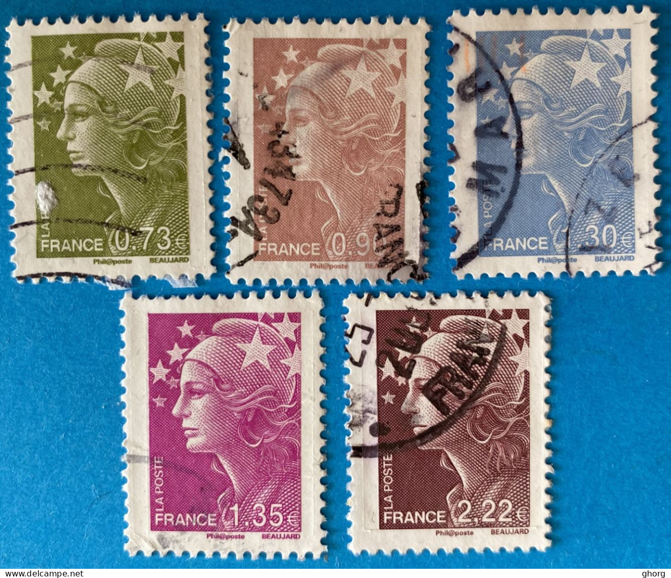 France 2009  : Type Marianne De Beaujard N° 4342 à 4346 Oblitérés - Used Stamps