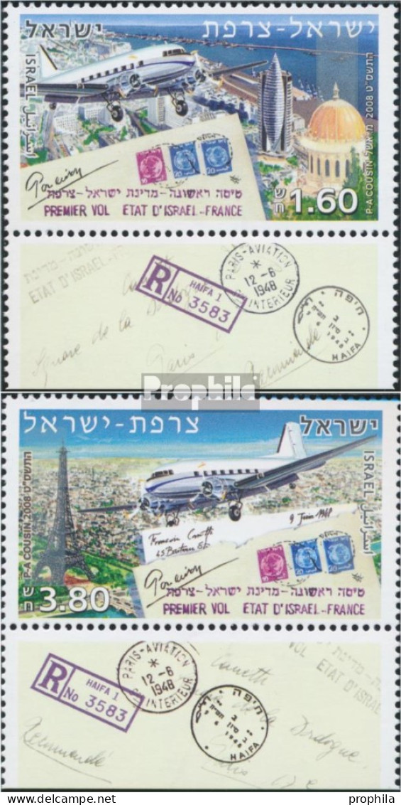 Israel 2016-2017 Mit Tab (kompl.Ausg.) Postfrisch 2008 1. Postflug Von Israel Nach Frankre - Unused Stamps (with Tabs)
