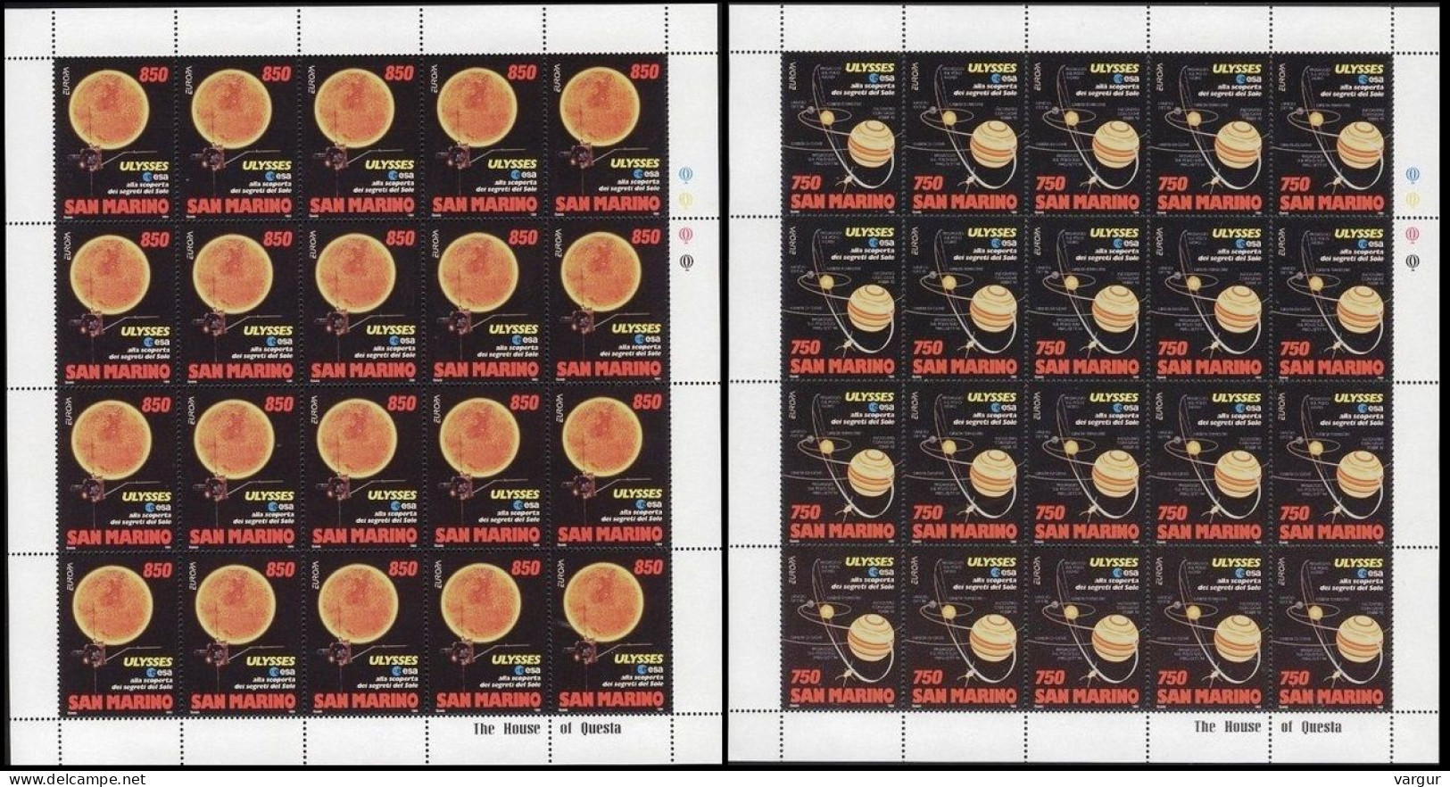 SAN MARINO 1994 EUROPA: Inventions & Discoveries. Astronomy. 2 MINI-SHEETS = 20 Sets, MNH - 1994