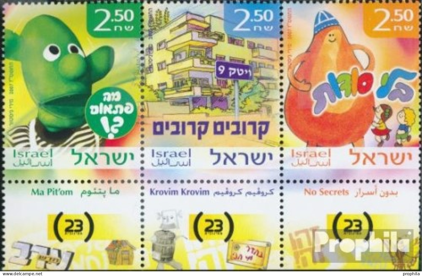 Israel 1913-1915 Dreierstreifen (kompl.Ausg.) Mit Tab Postfrisch 2007 Lehrreiches Fernsehen - Unused Stamps (with Tabs)