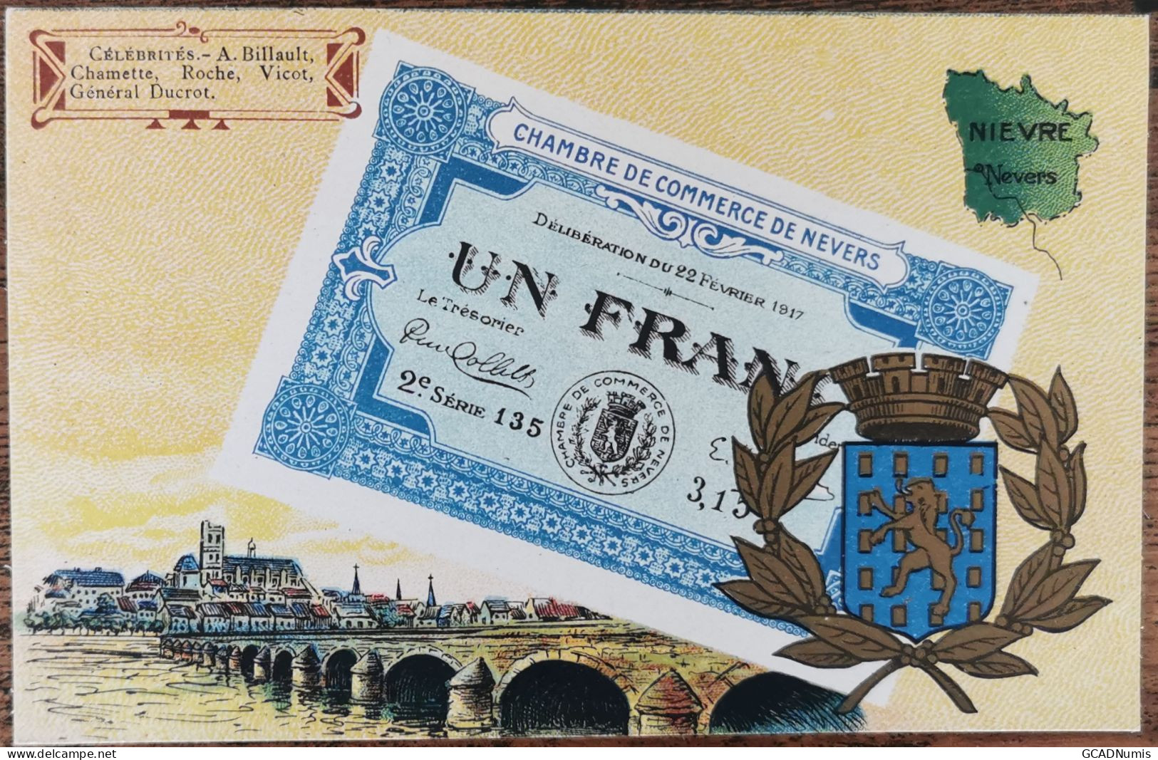 CARTE POSTALE Billet 1 Franc Chambre De Commerce De NEVERS - Nièvre - Nevers