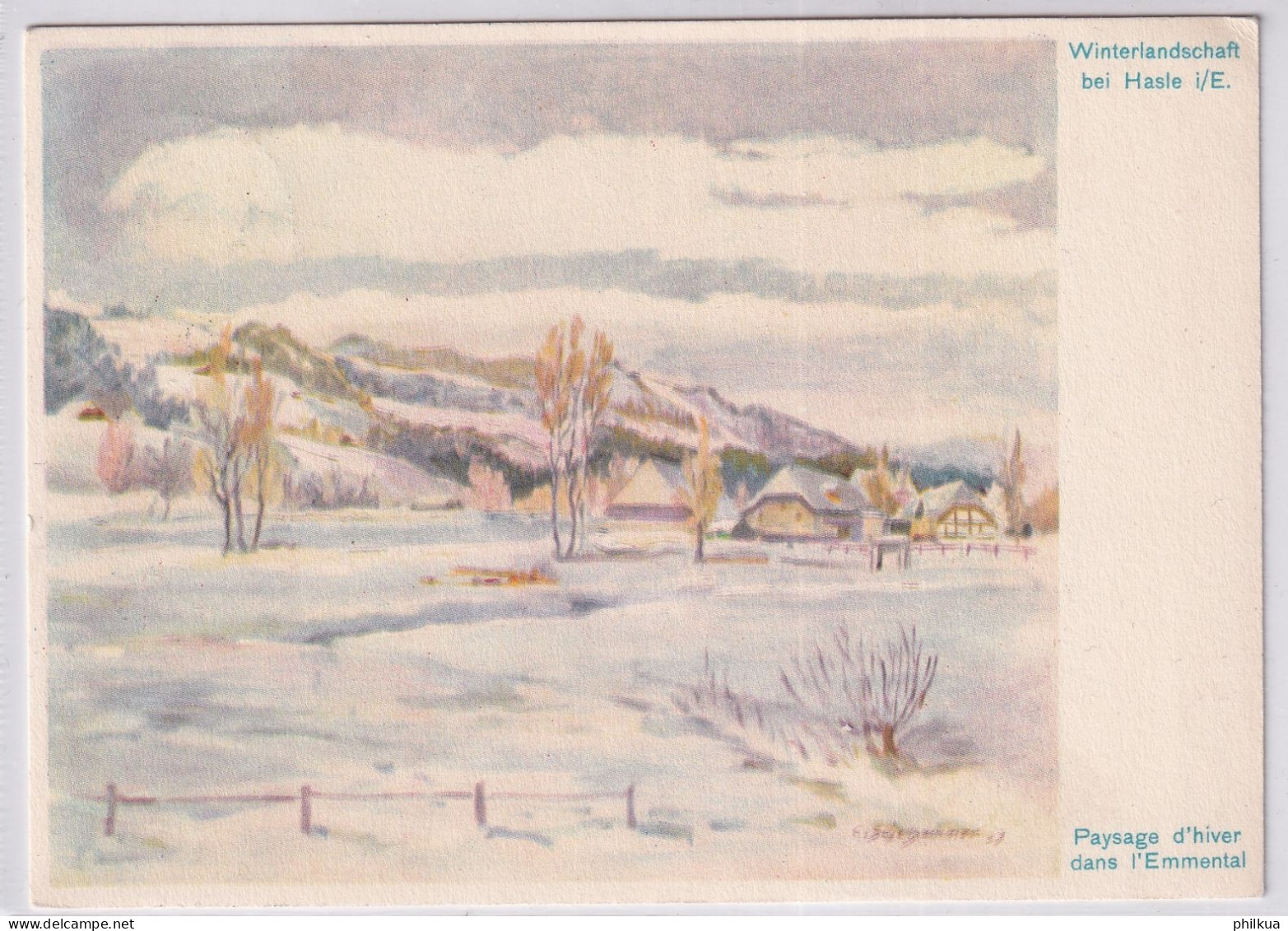 Künstlerkarte - Winterlandschaft Bei Hasle Im Emmental - Paysage D'hiver Dans L'Emmental - Hasle Bei Burgdorf