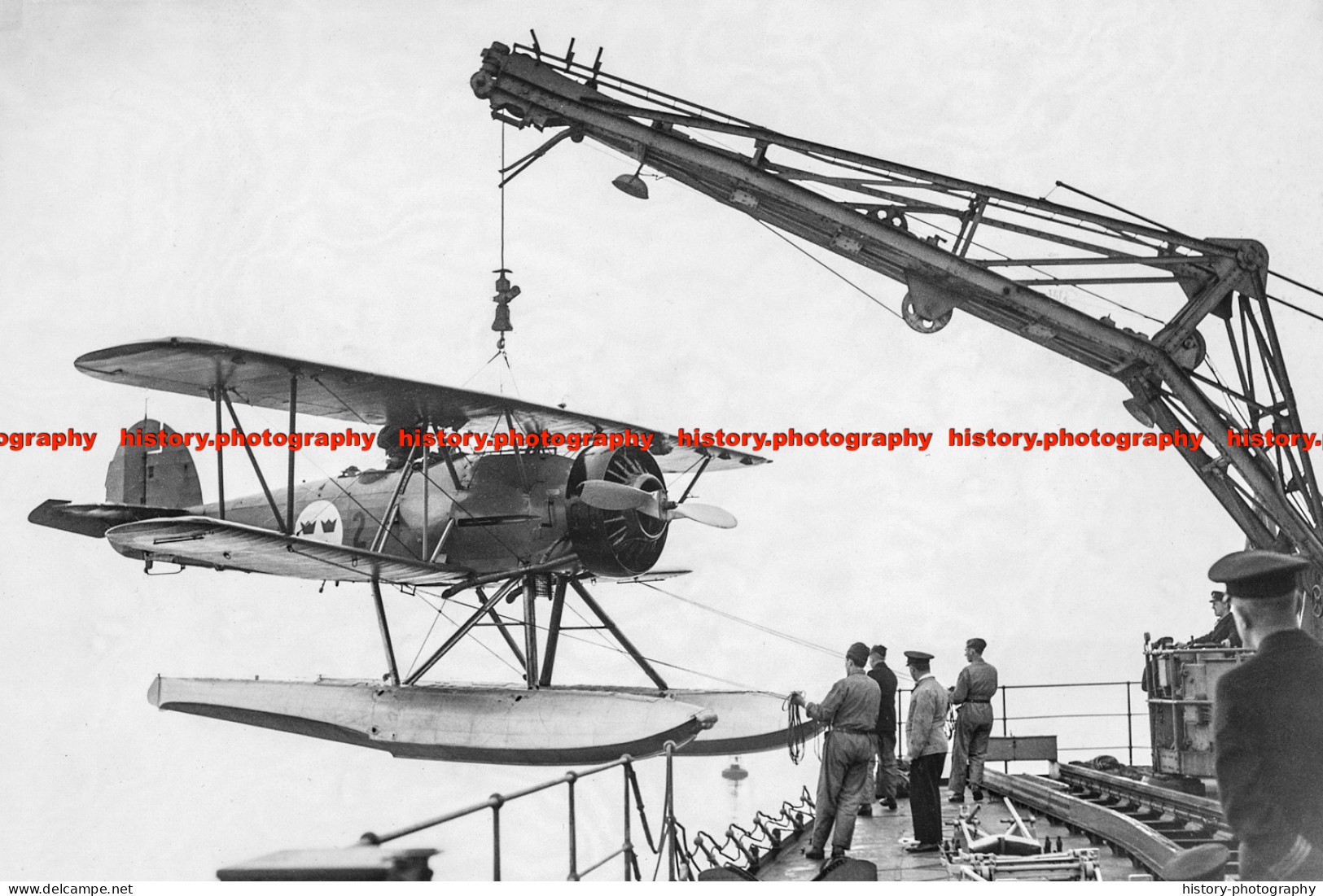 F010015 Seaplane On H.M.S. Gotland. Swedish Aircraft Carrier. 1937 - REPRODUCTION - Autres & Non Classés