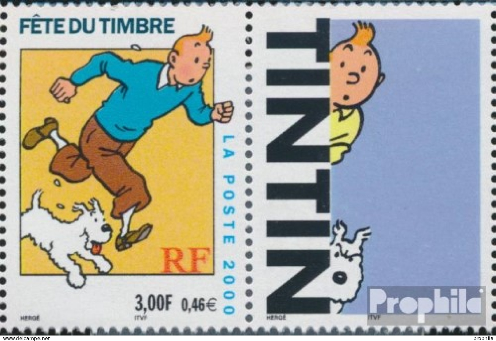Frankreich 3445C Zf Mit Zierfeld Postfrisch 2000 Comicfigur Tintin - Neufs