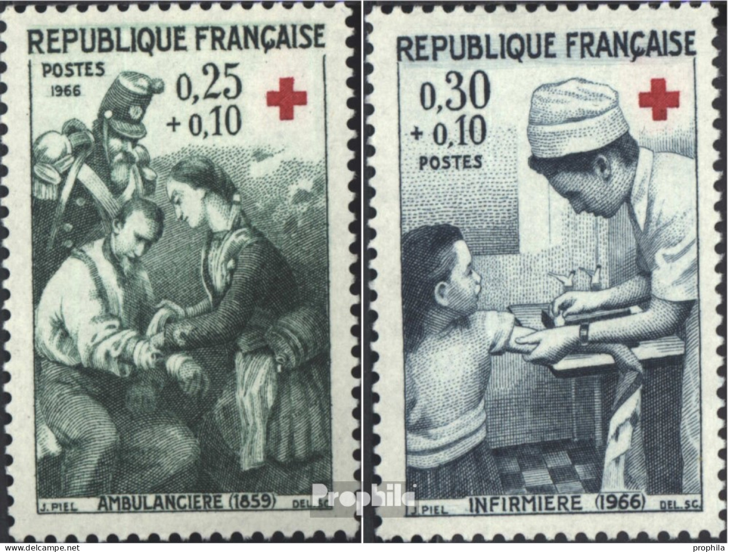 Frankreich 1568-1569 (kompl.Ausg.) Postfrisch 1966 Rotes Kreuz - Neufs