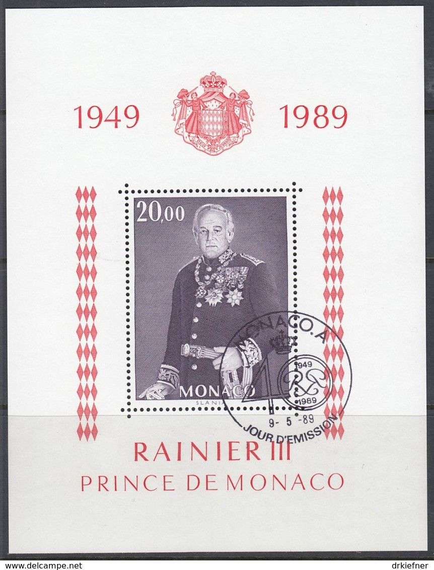 MONACO Block 43, Gestempelt, 40jähriges Thronjubiläum Von Fürst Rainier III., 1989 - Blocks & Sheetlets