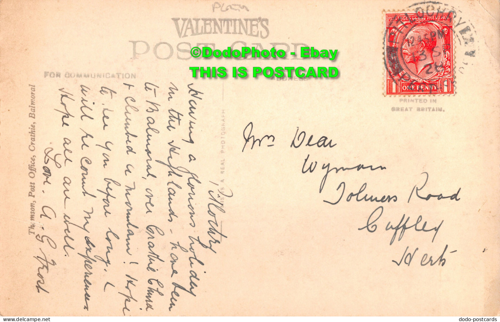 R429531 Crathie Church. Balmoral. 93642. Thomson. RP. Valentines. 1928 - Mundo