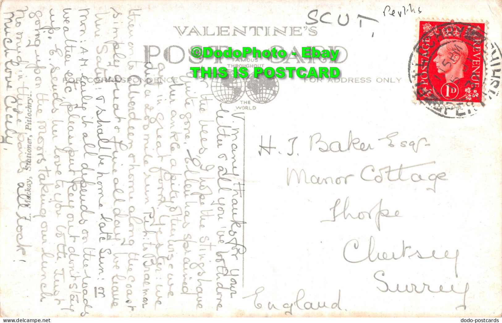 R429537 Pass Of Killiecrankie. Queens View. 296. Valentines. L. Mackay. 1937 - Mundo