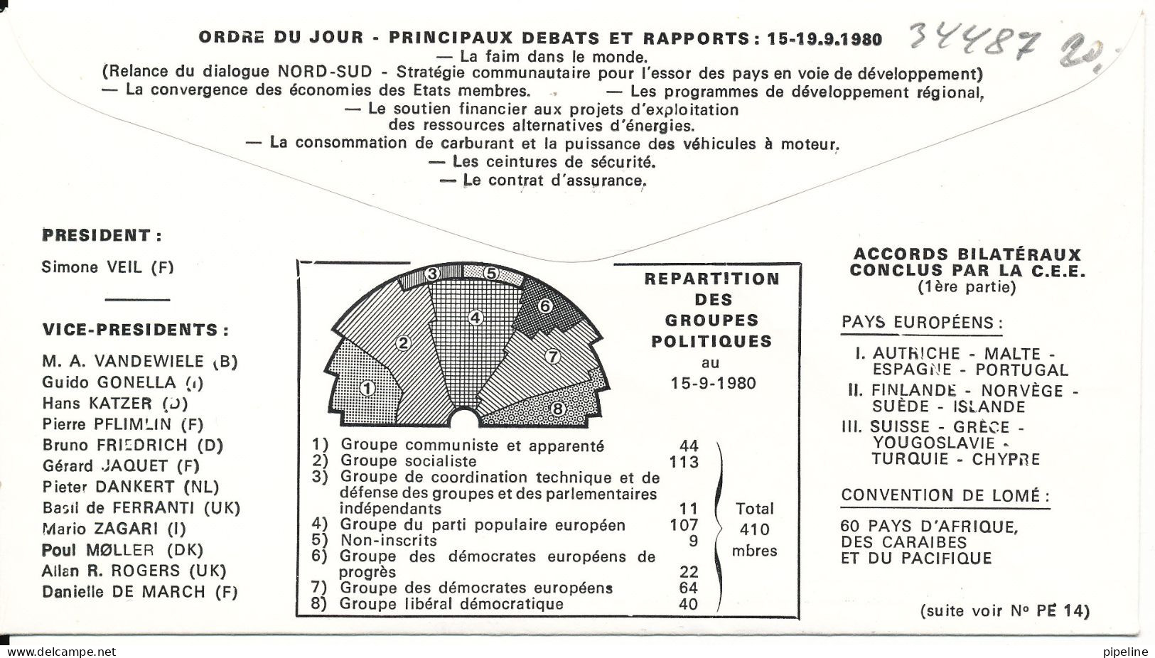 France Special Cover 13th European Session In Strasbourg 15-9-1980 With Very Special Cachet - Brieven En Documenten