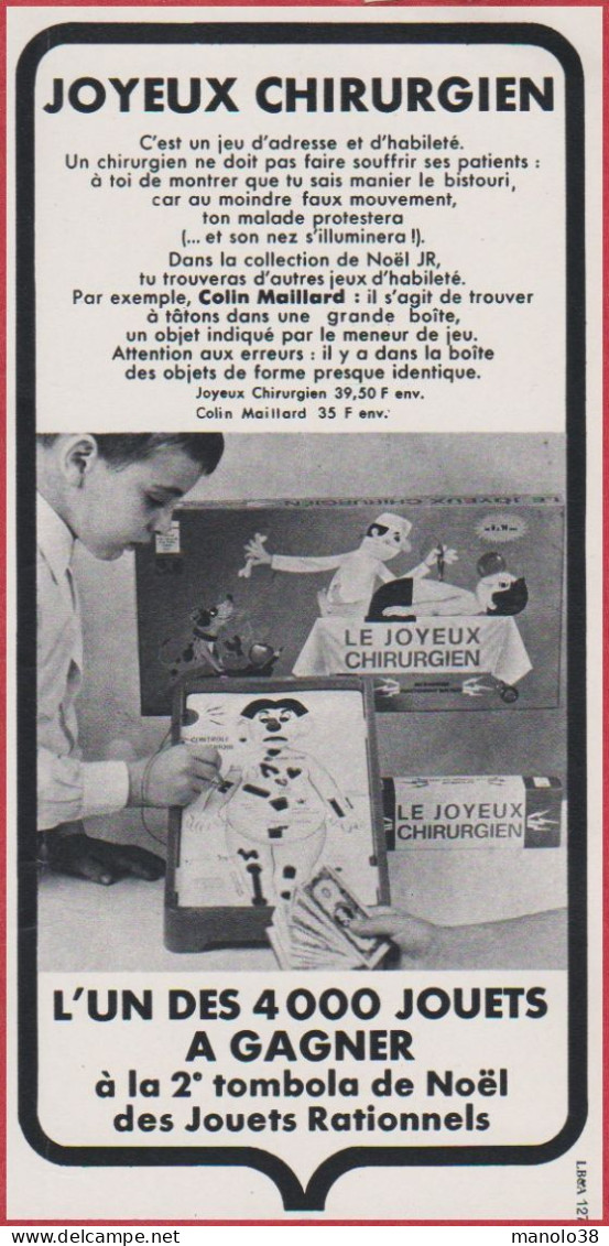 Joyeux Chirurgien. Ancêtre Du Docteur Maboul. Jouets Rationnels. 1969. - Publicidad