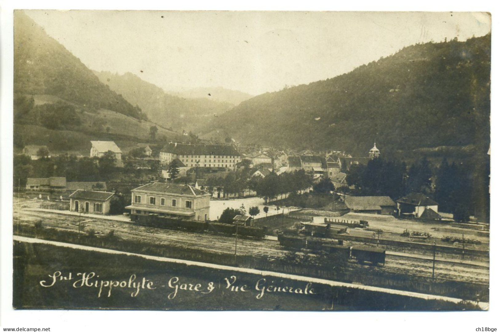 Carte Photo 25 Doubs - St Saint Hippolyte - La Gare & Vue Générale - Trains, Chemin De Fer - Saint Hippolyte