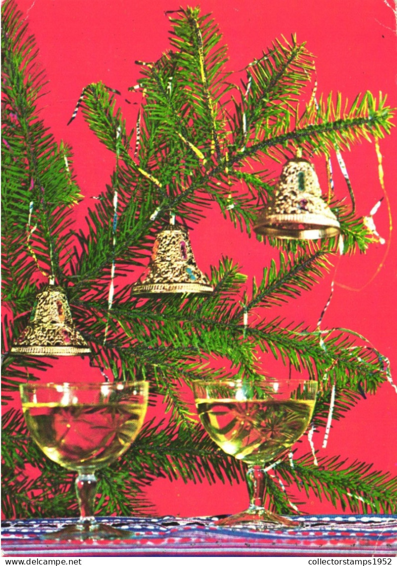 HOLIDAYS, CELEBRATION, CHRISTMAS, BELLS, CHAMPAIN, POSTCARD - Other & Unclassified