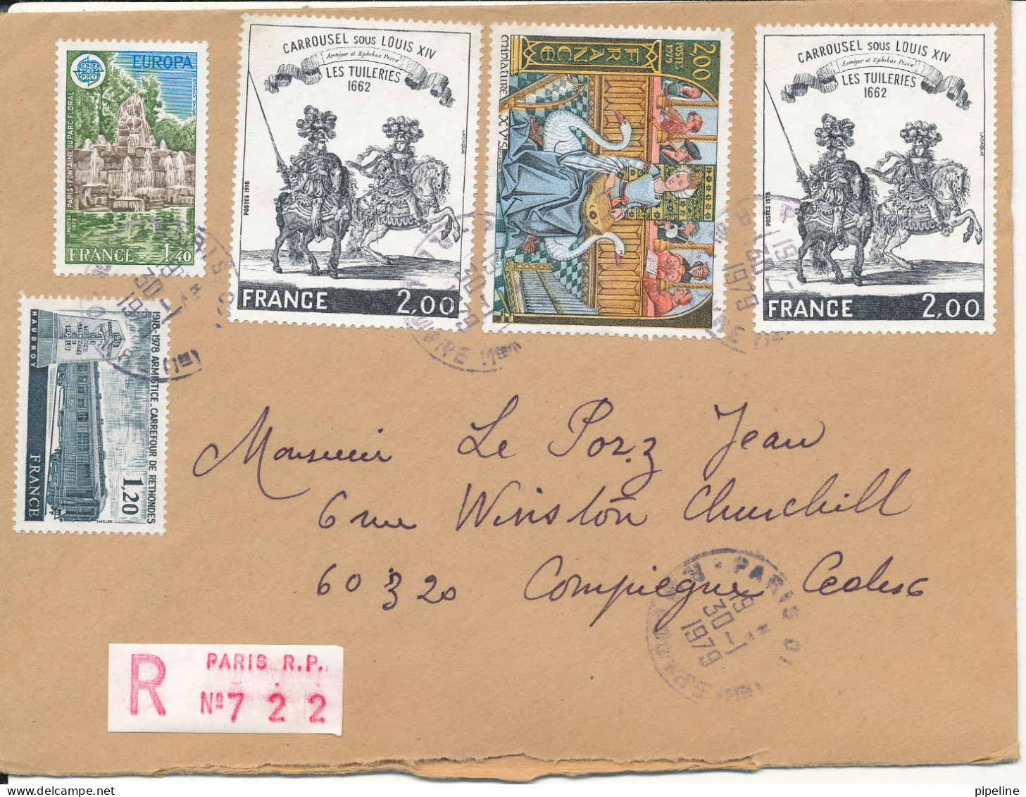 France Registered Cover Paris 30-1-1979 - Briefe U. Dokumente