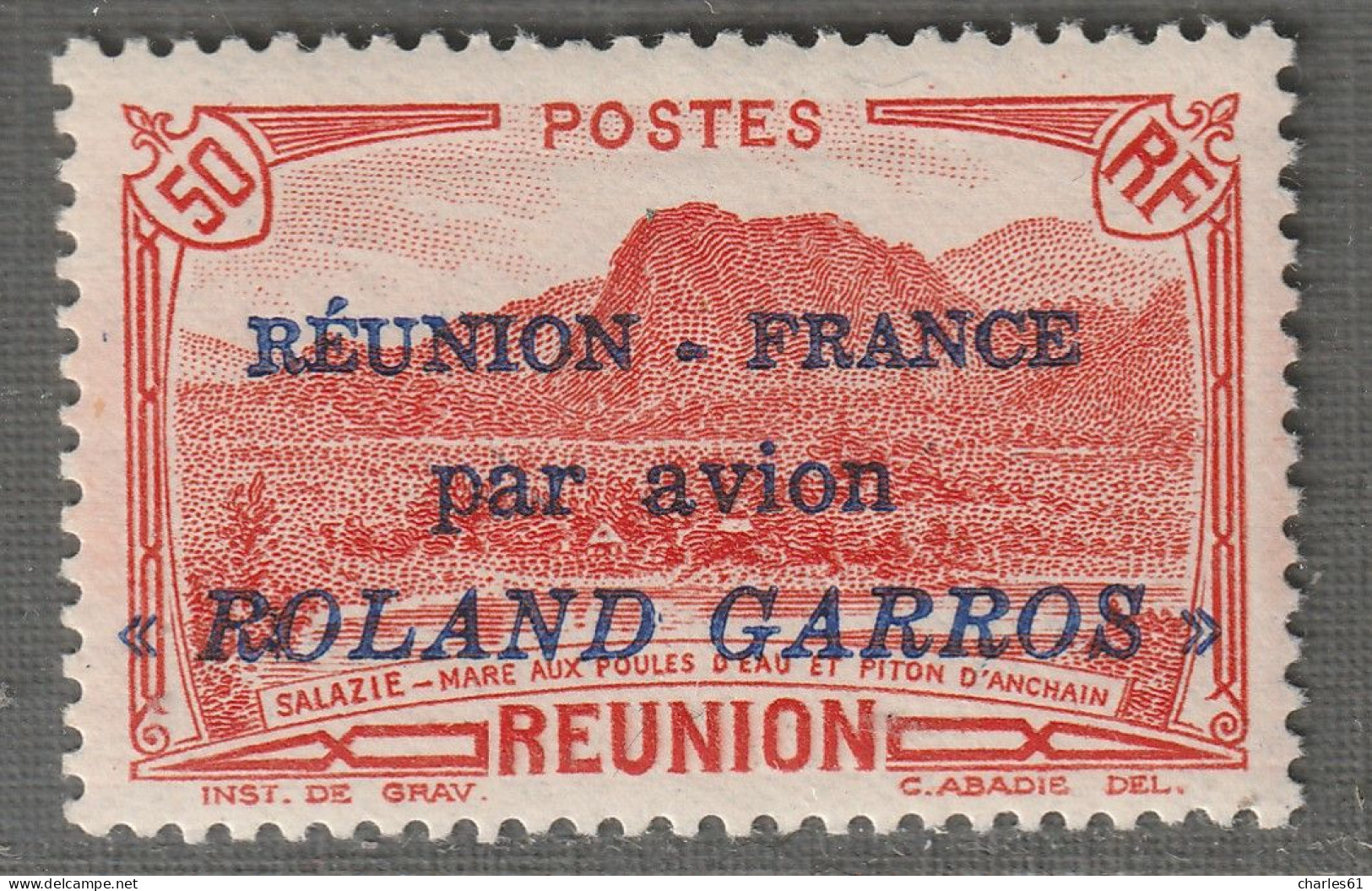 REUNION - P.A N°1 * (1937)  " Roland Garros " - Signé : Champion. - Airmail