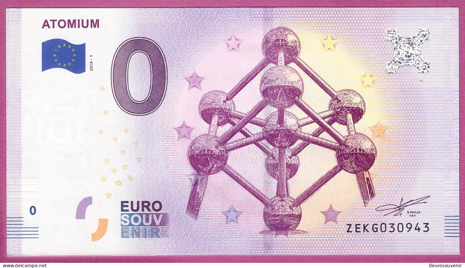 0-Euro ZEKG 2018-1 ATOMIUM - Private Proofs / Unofficial