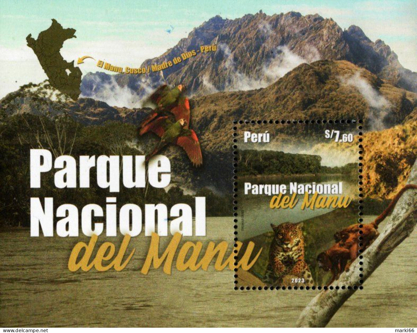 Peru - 2023 - Manu National Park - Jaguar - Mint Souvenir Sheet - Perú