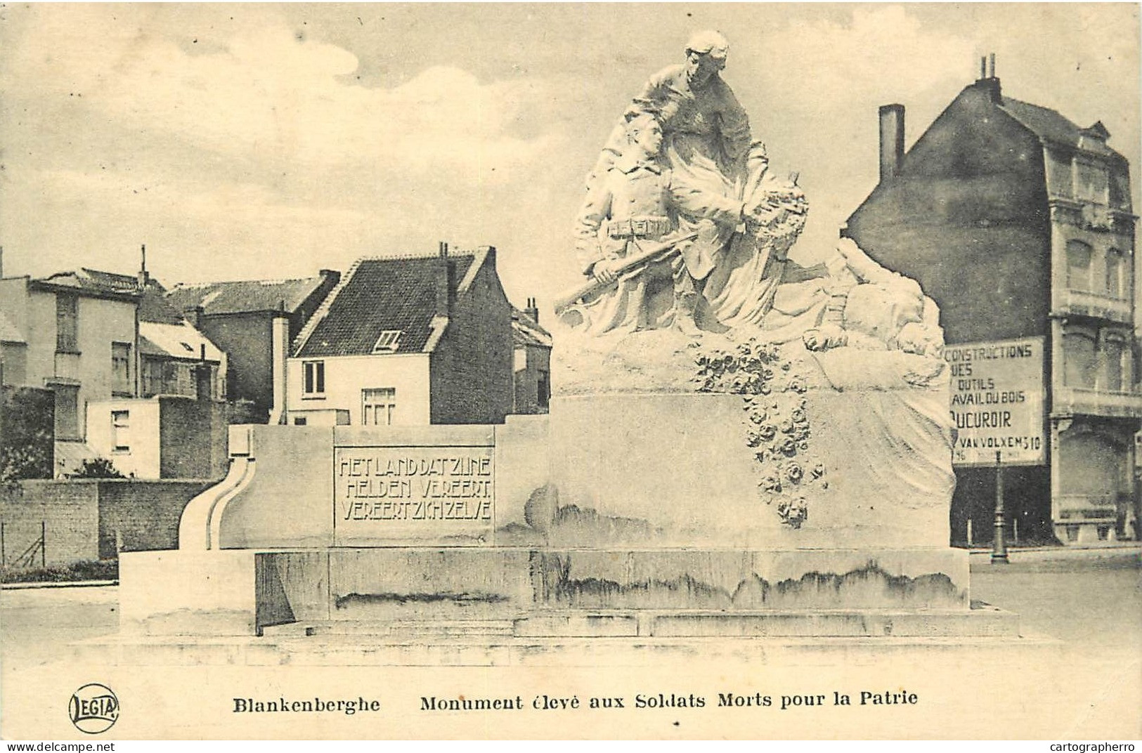 Belgique Cpa Blankenberghe Monument Eleve Aux Soldats Morts Pour La Patrie - Autres & Non Classés