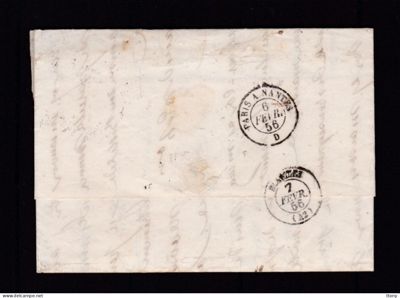 Un Timbre N° 14 Napoléon III  Bleu  Foncé  Sur   Lettre   Destination  Nantes  Année 1856 - 1853-1860 Napoléon III.