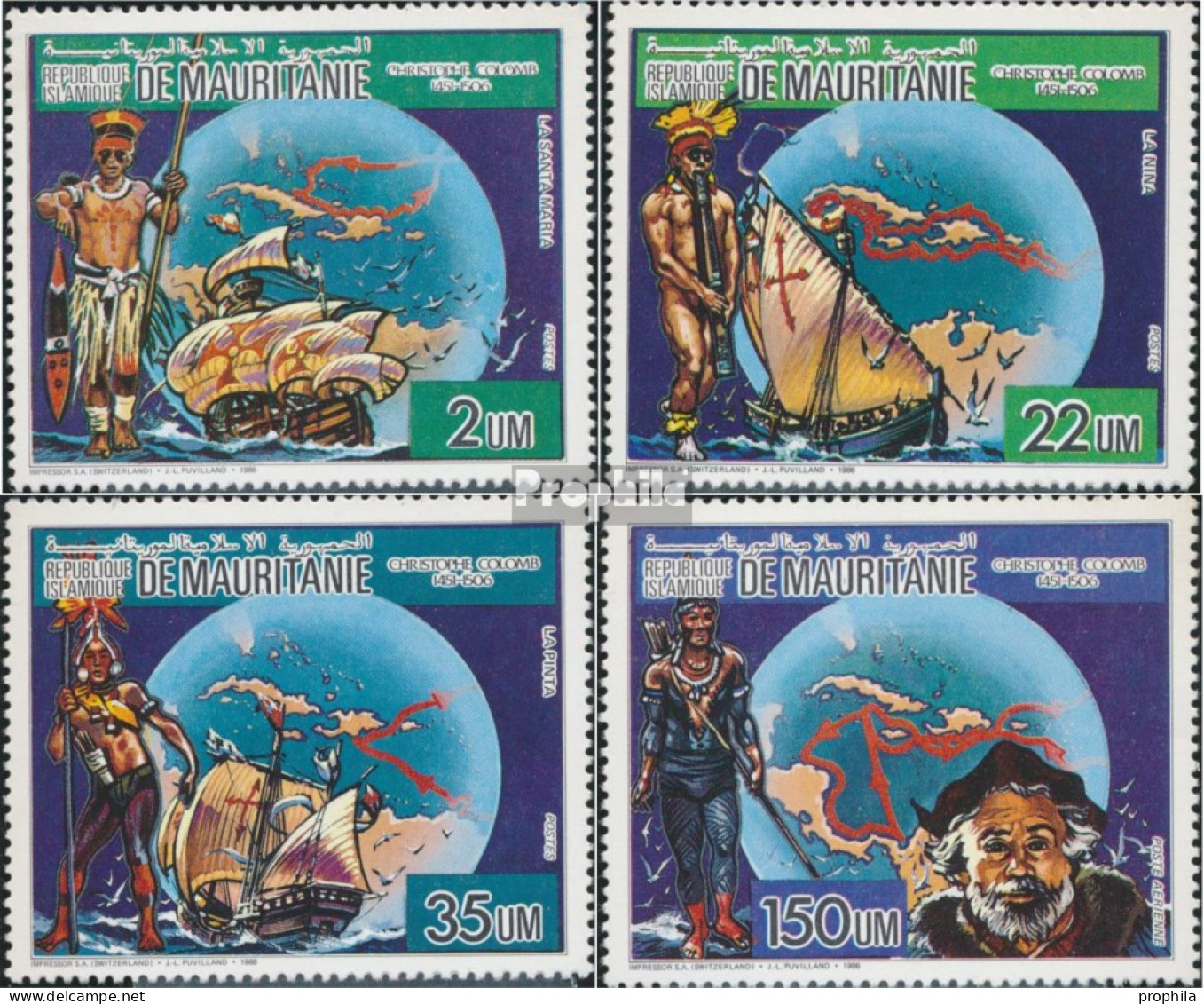 Mauretanien 884-887 (kompl.Ausg.) Postfrisch 1986 Kolumbus - Mauritanie (1960-...)