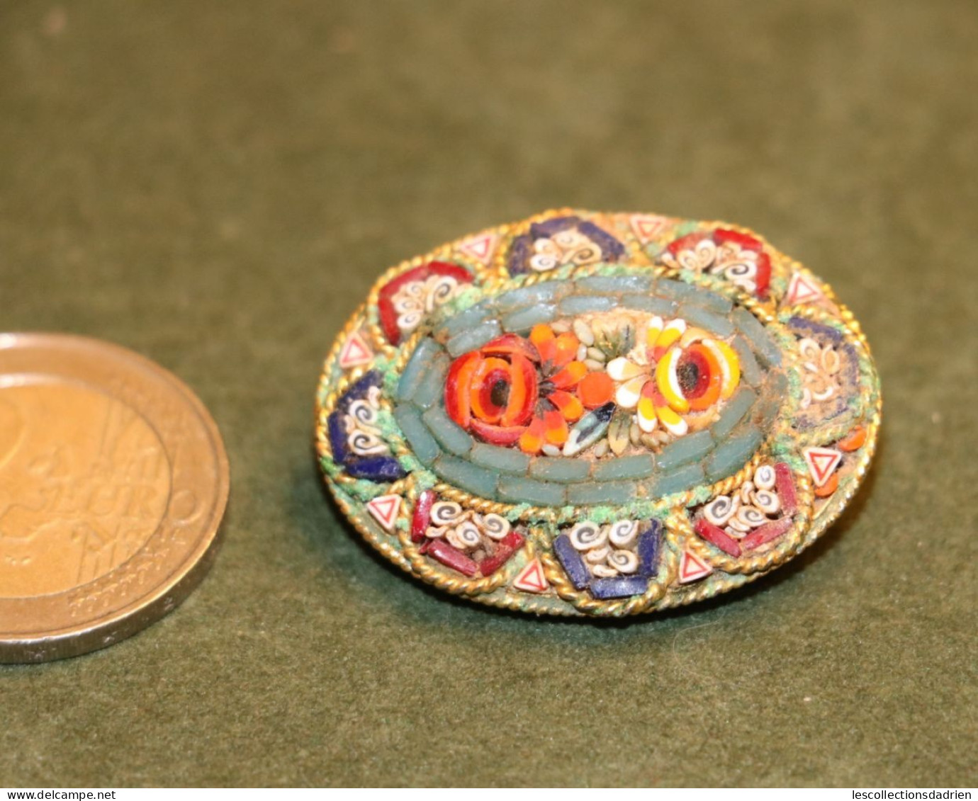 Broche Vintage En Micromosaïque - Brooch Millefiori Micro Mozaic - Broschen