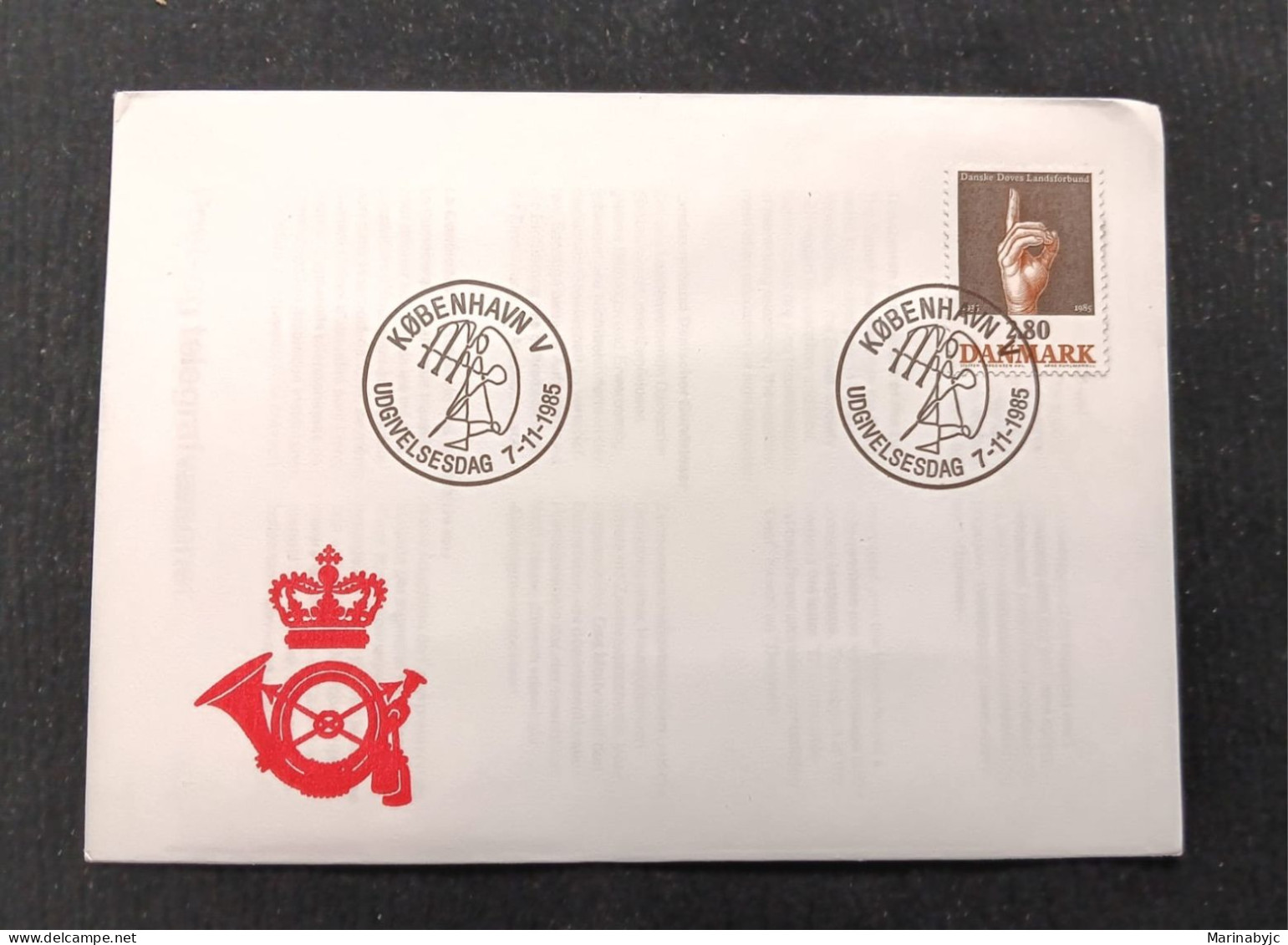 D)1985, DENMARK, FIRST DAY COVER, ISSUE, 50TH ANNIVERSARY OF THE NATIONAL ASSOCIATION OF THE DEAF, LETTER D, FDC - Other & Unclassified