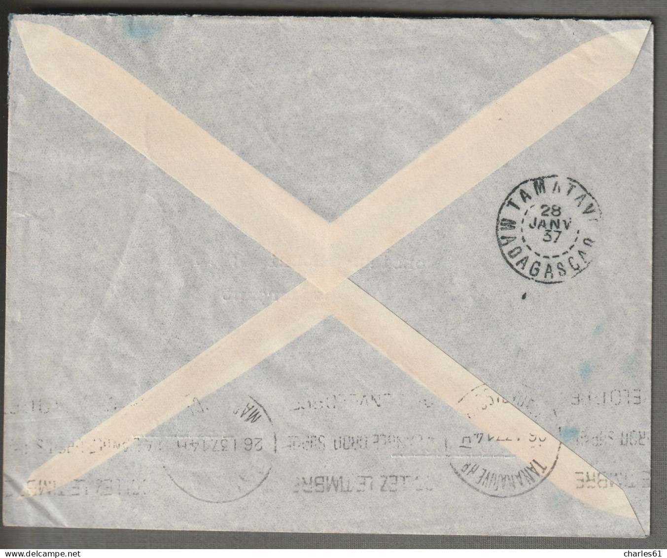 REUNION - LETTRE Avec P.A N°1 " Roland Garros " De ST Pierre Le 22/01/1937 (première Liaison Aéropostale Réunion-France) - Luchtpost