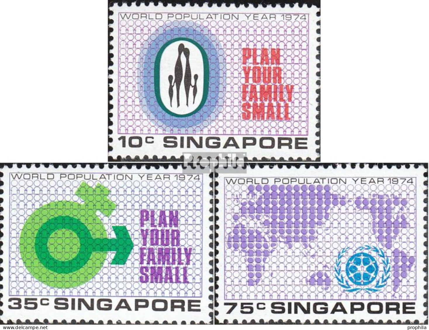 Singapur 218-220 (kompl.Ausg.) Postfrisch 1974 Weltbevölkerungsjahr - Singapore (1959-...)