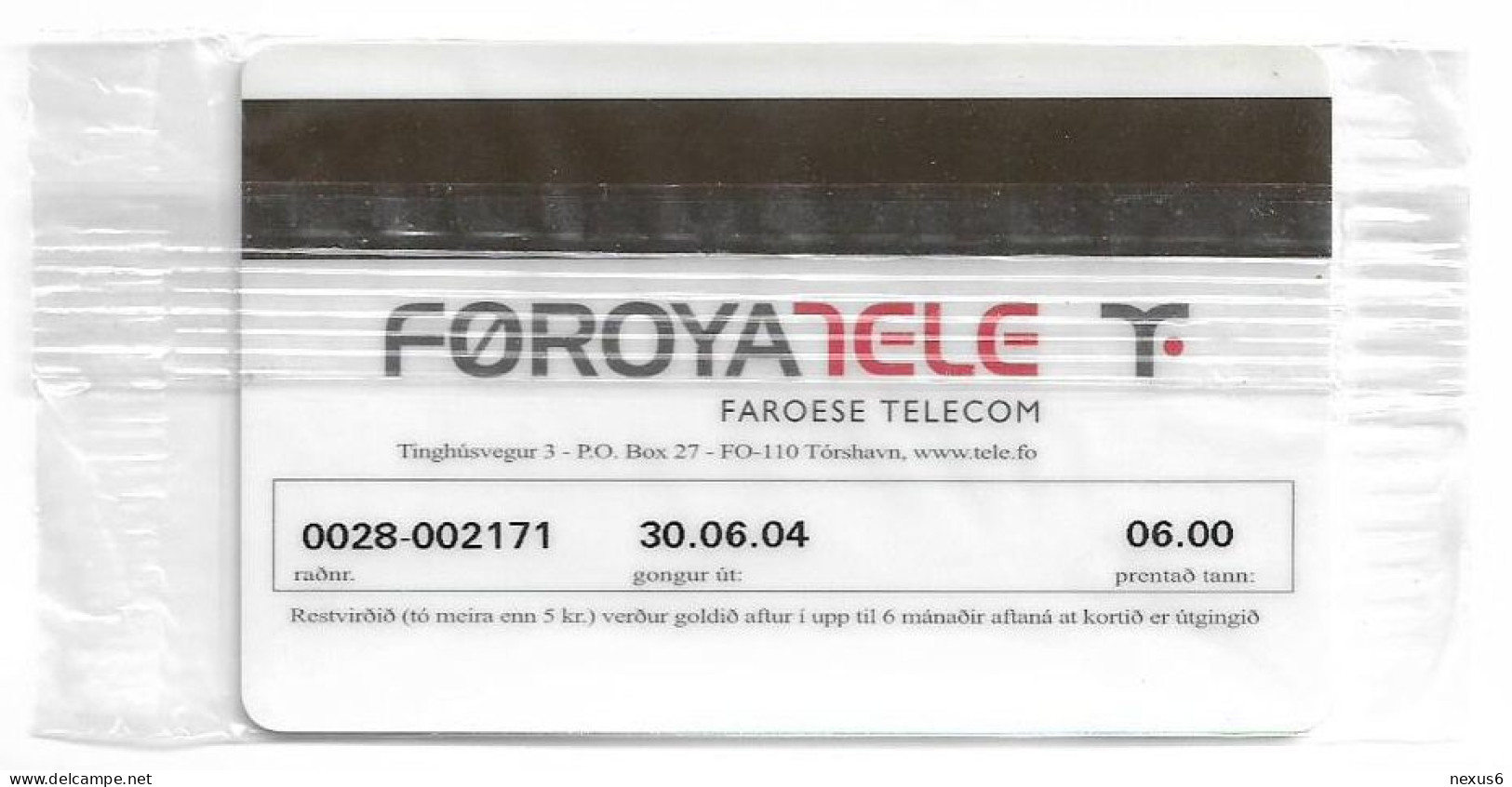 Faroe - Faroese Telecom (Magnetic) - Christianity 1000 Years #1, 06.2000, 30Kr, 15.000ex, NSB - Faeroër